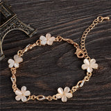 Women Fashion Bridal Jewelry Flower Opal Charm Bracelets Gold Color Crystal Statement Bracelets & Bangles