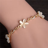 Women Fashion Bridal Jewelry Flower Opal Charm Bracelets Gold Color Crystal Statement Bracelets & Bangles