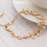 Women Fashion Bridal Jewelry Flower Opal Charm Bracelets Gold Color Crystal Statement Bracelets & Bangles