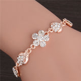 Women Fashion Bridal Jewelry Flower Opal Charm Bracelets Gold Color Crystal Statement Bracelets & Bangles