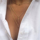 Women Layered Chain Necklaces & Pendants Delicate multi layer Necklace Charm Chain Necklace Collier bijoux Body Boho Jewelry