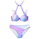 Women Mermaid Shell Shape Design Vintage Beach Wear Cover-up Bikini set Brazilian Bathing Suit