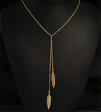 Women new Fashion Long Chain Necklace Chic Leaf Feather Tassel Pendant Necklaces