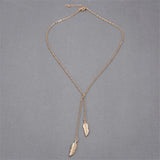 Women new Fashion Long Chain Necklace Chic Leaf Feather Tassel Pendant Necklaces