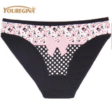 YOUREGINA Woman Underwear Women's Cotton Briefs Solid Cute Bow Low-Rise Sexy Ladies Girls Panties Lingerie printin  (1 piece)