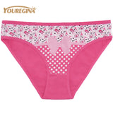 YOUREGINA Woman Underwear Women's Cotton Briefs Solid Cute Bow Low-Rise Sexy Ladies Girls Panties Lingerie printin  (1 piece)