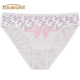 YOUREGINA Woman Underwear Women's Cotton Briefs Solid Cute Bow Low-Rise Sexy Ladies Girls Panties Lingerie printin  (1 piece)