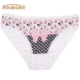 YOUREGINA Woman Underwear Women's Cotton Briefs Solid Cute Bow Low-Rise Sexy Ladies Girls Panties Lingerie printin  (1 piece)