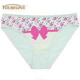 YOUREGINA Woman Underwear Women's Cotton Briefs Solid Cute Bow Low-Rise Sexy Ladies Girls Panties Lingerie printin  (1 piece)