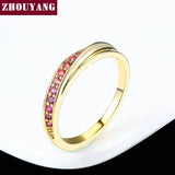 ZHOUYANG Wedding  Ring For Women Lovers Simple Cubic Zirconia Rose Gold Color Fashion Jewelry  ZYR314 ZYR317