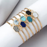 ZWPON 2018 Hot Sale Resin Drusy Druzy Cuff Bracelets Bangles for Women Fashion Brand Inspirational Bracelets Jewelry Wholesale