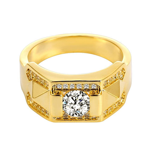 Zircon Unisex Ring Couple Engagement Wedding Alloy Plated Gold