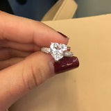 big heart stone 3 carat crystal jewelry engagement wedding rings for women 925 sterling silver luxury anel wholesale DD048