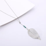 long back necklace women fashion jewelry metal leaf tassel pendant necklace colar feminino ras de cou