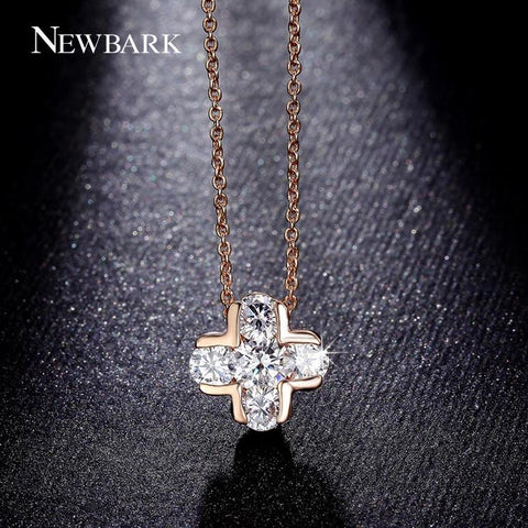 NEWBARK Classic Cross CZ Diamond Inlayed Necklace