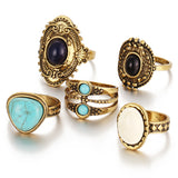 5 Pcs/Set Gold /Silver Bohemian Steampunk Anillos Knuckle Ring