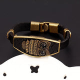 Vintage Classic Black Owl Leather Bracelet