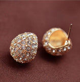 Vintage Full Crystal Crescent Stud Earring