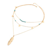 Multi Layer Leaf Turquoise Necklace