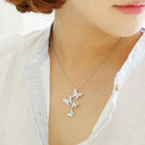 925 sterling silver long zircon butterfly necklace