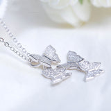 925 sterling silver long zircon butterfly necklace