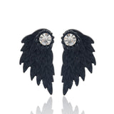 Gothic Silver Angel Wings Stud Earring