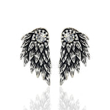 Gothic Silver Angel Wings Stud Earring