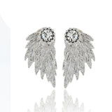 Gothic Silver Angel Wings Stud Earring