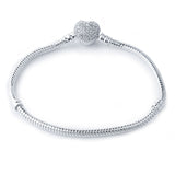 European Snake Chain Bracelet with Crystal Heart