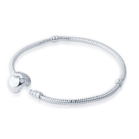 European Snake Chain Bracelet with Crystal Heart