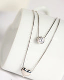 925 Sterling Silver  CZ Diamond Love Heart Necklace