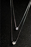 925 Sterling Silver  CZ Diamond Love Heart Necklace