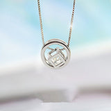 925 Sterling Silver Crystal Cube Necklace