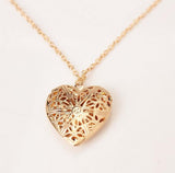 Newly Fashion Women Hollow Gold Silver Heart Pendant Long Chain Necklace Sweater Necklace With Pendant For Women