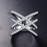 Hot Sale! Double X Shape Silver Plated Ring