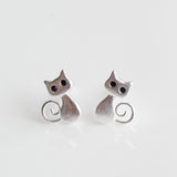 25 sterling silver cat earring