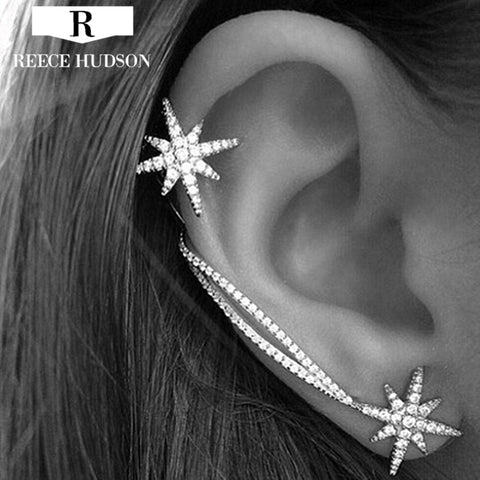 Hot New Fashion Star Ear Cuff Trendy Personality Luxury Clip Earrings For Women Jewelry Wholesale Free Shipping