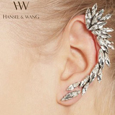 Ear Cuff Earrings Silver Plated Clip on Earrings Earcuff Earring Ear Cuffs for Women Girls Fashion Rhinestone Jewelry