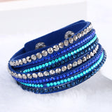 2016 Hot Sale  Fashion Rhinestone Leather Wrap Bracelet Crystal Multilayer Bracelets bangles for Women/Men pulseras mulher