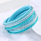 2016 Hot Sale  Fashion Rhinestone Leather Wrap Bracelet Crystal Multilayer Bracelets bangles for Women/Men pulseras mulher