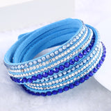 2016 Hot Sale  Fashion Rhinestone Leather Wrap Bracelet Crystal Multilayer Bracelets bangles for Women/Men pulseras mulher