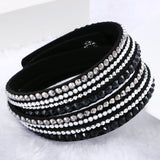 2016 Hot Sale  Fashion Rhinestone Leather Wrap Bracelet Crystal Multilayer Bracelets bangles for Women/Men pulseras mulher