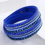 2016 Hot Sale  Fashion Rhinestone Leather Wrap Bracelet Crystal Multilayer Bracelets bangles for Women/Men pulseras mulher