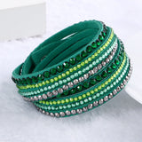 2016 Hot Sale  Fashion Rhinestone Leather Wrap Bracelet Crystal Multilayer Bracelets bangles for Women/Men pulseras mulher