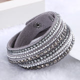 2016 Hot Sale  Fashion Rhinestone Leather Wrap Bracelet Crystal Multilayer Bracelets bangles for Women/Men pulseras mulher