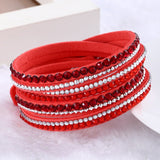 2016 Hot Sale  Fashion Rhinestone Leather Wrap Bracelet Crystal Multilayer Bracelets bangles for Women/Men pulseras mulher