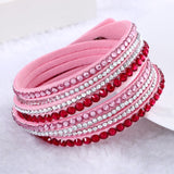 2016 Hot Sale  Fashion Rhinestone Leather Wrap Bracelet Crystal Multilayer Bracelets bangles for Women/Men pulseras mulher