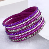 2016 Hot Sale  Fashion Rhinestone Leather Wrap Bracelet Crystal Multilayer Bracelets bangles for Women/Men pulseras mulher