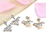 Korean Gold and Silver Plated Leave Crystal Stud Earring