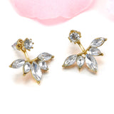 Korean Gold and Silver Plated Leave Crystal Stud Earring